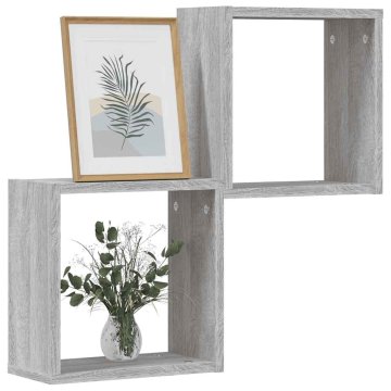 Vidaxl vidaXL Stenske police 2 kosa sonoma sive 30x15x30 cm