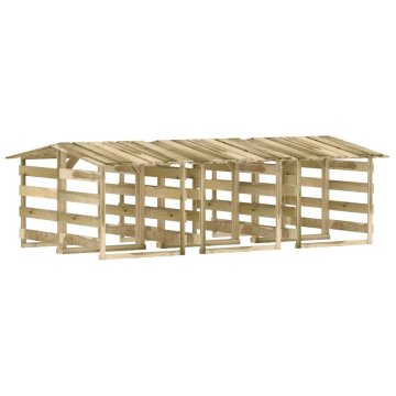 Vidaxl Pergola s streho 6 kosov 100x90x100 cm impregnirana borovina