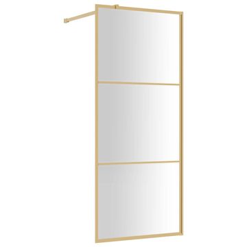 Vidaxl Stena za tuš s prozornim ESG steklom zlata 80x195 cm