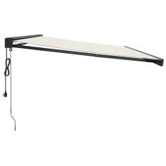 Vidaxl Zložljiva tenda krem 5x3 m blago in aluminij