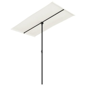 Vidaxl Vrtni senčnik z aluminijastim drogom 180x110 cm peščeno bel