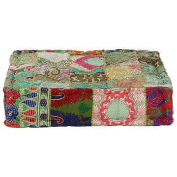 Vidaxl Tabure večbarven kvadraten bombaž ročno delo 50x50x12 cm