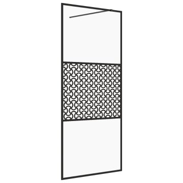 Vidaxl Pregrada za tuš s prozornim ESG steklom 115x195 cm črna