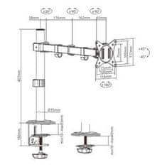 Gembird MA-D1-01 držalo za monitor, nagibno, do 32" in 9 kg, črno