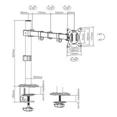 Gembird MA-D1-01 držalo za monitor, nagibno, do 32" in 9 kg, črno