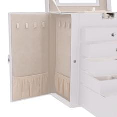 Vidaxl Jewellery Box 6-Layer z ogledalom zaklenljiv Bela