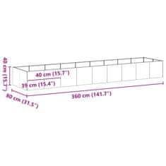 Vidaxl Sadilnik 360x80x40 cm iz nerjavečega jekla