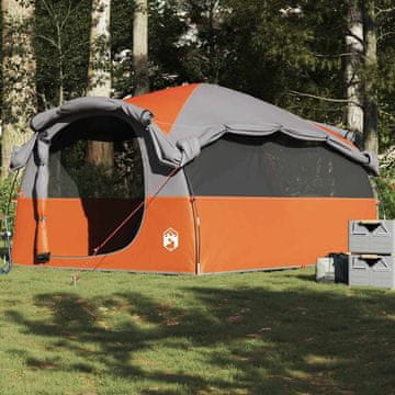 Vidaxl vidaXL Družinski tunelski šotor, 6 oseb, sivo-oranžen, vodoodporen