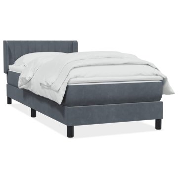 Vidaxl Box Spring postelja z vzmetnico Temno siva 80x220 cm Velvet