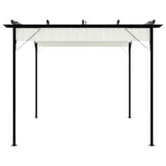 Vidaxl Pergola z zložljivo streho kremno bela 3x3 m jeklo