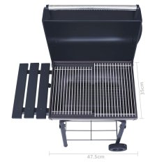 Vidaxl Žar na oglje smoker s spodnjo polico črn