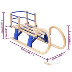 Vidaxl Zložljive sani z naslonom 110 cm vezan les