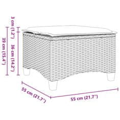 Vidaxl Vrtni stolčki z blazinami 2 kosa Brown 55x55x36 cm Poly Rattan