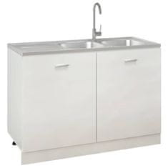 Vidaxl Dvojno kuhinjsko pomivalno korito srebrno 1200x600x155 mm