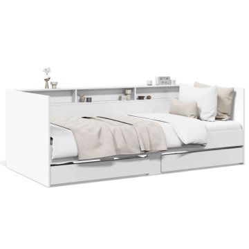 Vidaxl Dnevna postelja s predali brez vzmetnice bela 90x200 cm
