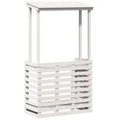 Vidaxl Zunanja barska miza s streho bela 112,5x57x195,5 cm trden les