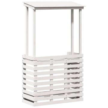 Vidaxl Zunanja barska miza s streho bela 112,5x57x195,5 cm trden les