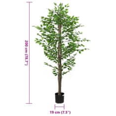 Vidaxl Umetna rastlina Ficus 1260 listov 200 cm zelena