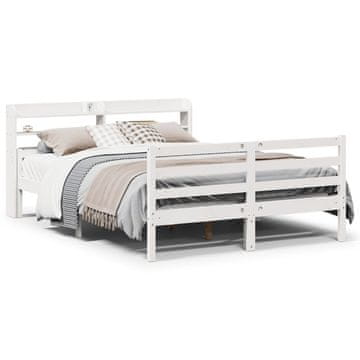 Vidaxl Posteljni okvir z vzglavjem brez vzmetnice bel 140x200 cm