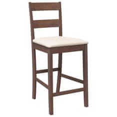 Vidaxl Bar stoli z blazinami 2 kosa Brown Solid Wood Rubber