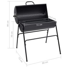Vidaxl Žar z 2 rešetkama za peko črn 80x95x90 cm jeklo