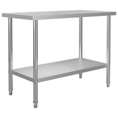 Vidaxl Kuhinjska delovna miza s polico 120x60x150 cm nerjaveče jeklo