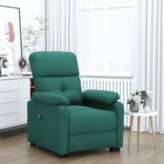 Vidaxl Električni naslanjač temno zeleno blago