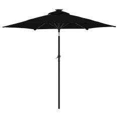 Vidaxl Vrtni senčnik z LED in jeklenim drogom črn 225x225x212 cm