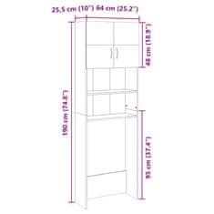 Vidaxl Omara za pralni stroj sonoma hrast 64x25,5x190 cm iverna plošča
