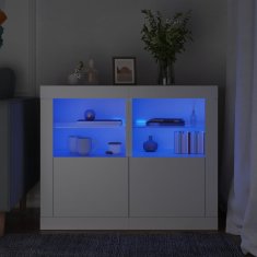 Vidaxl Stranska omarica z LED lučkami 2 kosa bel inženirski les
