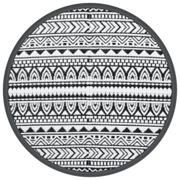 Vidaxl Zunanja preproga ARAKIL črna Ø120 cm PP