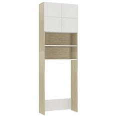 Vidaxl Omara za pralni stroj bela in sonoma hrast 64,x25,5x190 cm