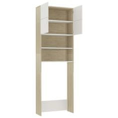 Vidaxl Omara za pralni stroj bela in sonoma hrast 64,x25,5x190 cm