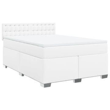 Vidaxl Box spring postelja z vzmetnico bel 160x200 cm umetno usnje