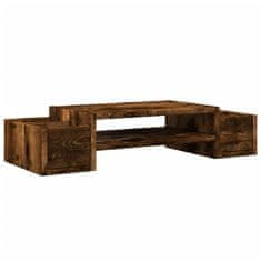 Vidaxl Stojalo za zaslon s predelki dimljen hrast 70x27x15 cm inž. les