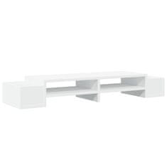Vidaxl Stojalo za zaslon s predelki bela 100x27x15 cm inženirski les