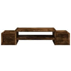 Vidaxl Stojalo za zaslon s predelki dimljen hrast 70x27x15 cm inž. les