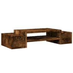 Vidaxl Stojalo za zaslon s predelki dimljen hrast 70x27x15 cm inž. les