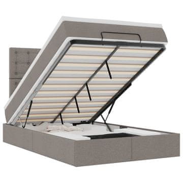 Vidaxl Otomanski posteljni okvir z vzmetnico taupe 120x190 cm blago