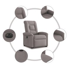 Vidaxl Električni naslanjač s funkcijo vstajanja taupe blago