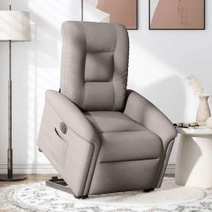 Vidaxl Električni naslanjač s funkcijo vstajanja taupe blago