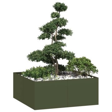 shumee vidaXL Sadilnik olivno zelena 100x100x40 cm Jeklo