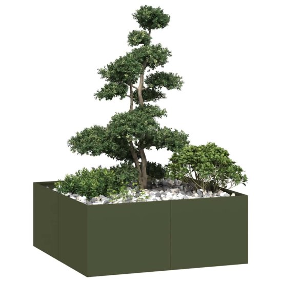 shumee vidaXL Sadilnik olivno zelena 100x100x40 cm Jeklo