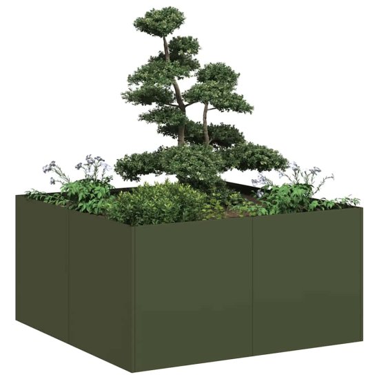 shumee vidaXL Sadilnik Olive Green 80x80x40 cm Hladno valjano jeklo