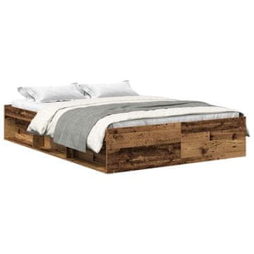Vidaxl Posteljni okvir brez vzmetnice star les 140x190 cm