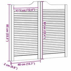 Vidaxl Swing Vrata z odprtinami, 1 par, bela 90x80 cm