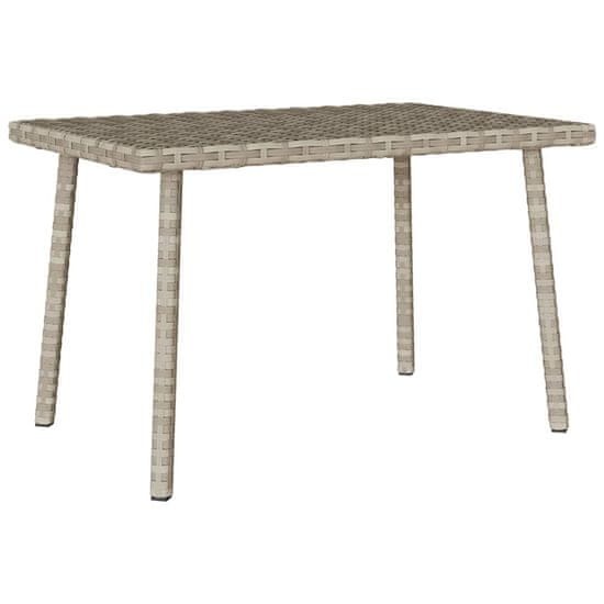 shumee vidaXL Vrtna kavna miza pravokotna svetlo siva 60x40x37 cm poli ratan