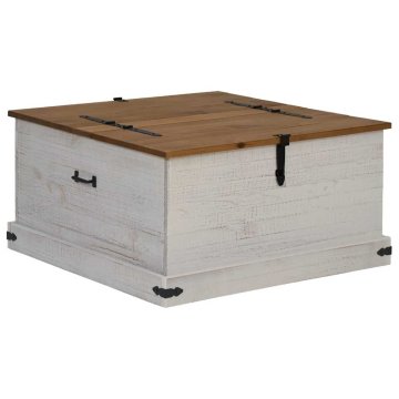 Vidaxl Skrinja za shranjevanje HALDEN bela 91x91x47cm Masivni les, bor