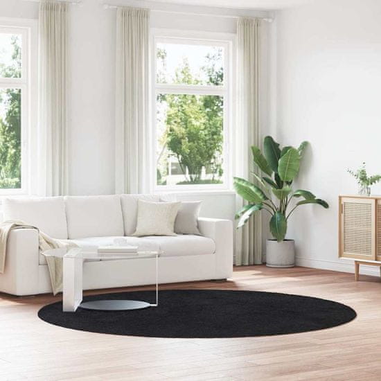 shumee vidaXL Visoka košata preproga NAVARRA črna 240x240 cm poliester