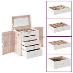 Vidaxl Jewellery Box 5-Layer z ogledalom zaklenljiv Bela